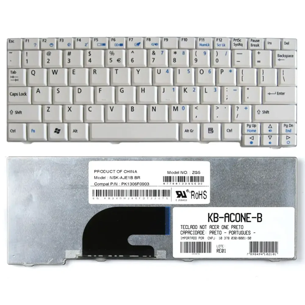 Keyboard Acer Aspire Mini D250 US White Frame Without Backlit - Image 3