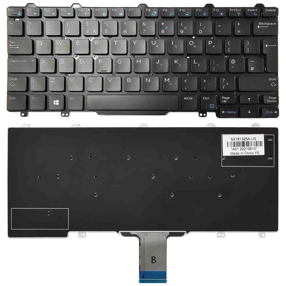 Keyboard Dell Latitude E7270 UK Black Without Backlit - Image 3