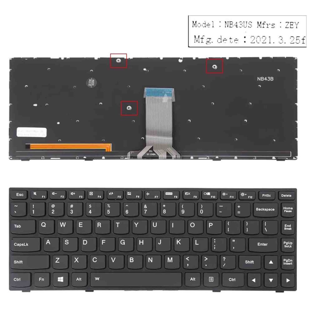 Keyboard Lenovo IdeaPad G40-70 US Black Frame With Backlit - Image 3