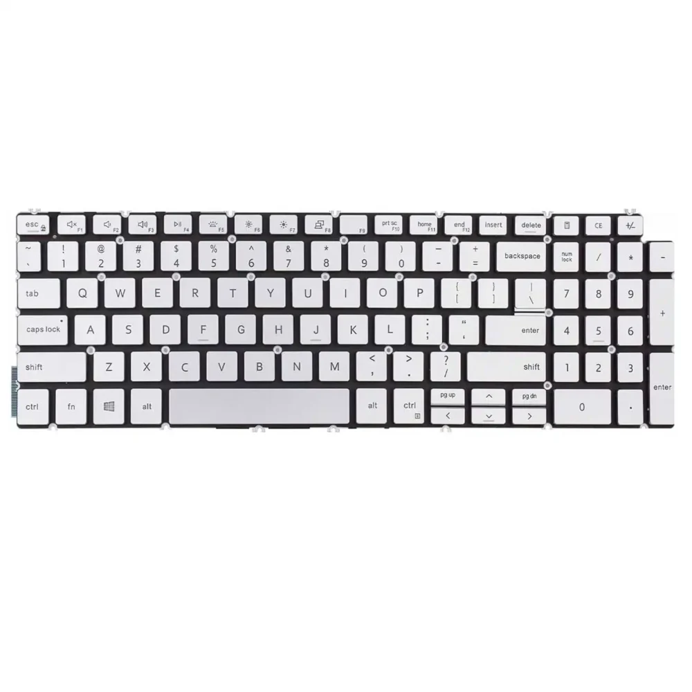 Keyboard Dell Inspiron 5593 US Silver Without Frame & With Backlit