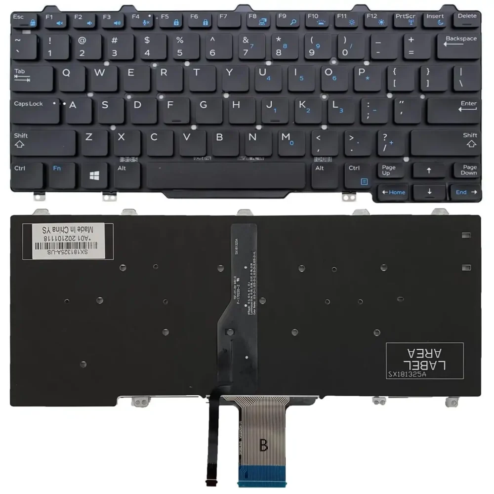 Keyboard Dell Latitude E7250 US Black Without Frame & With Backlit - Image 3