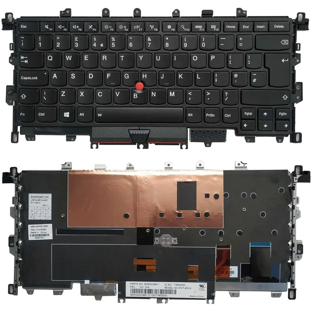 Keyboard Lenovo Yoga X1 2nd Gen UK Black Without Frame With Pointer & Backlit 2017 - Image 3
