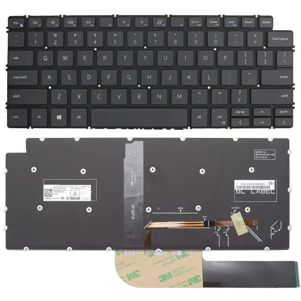 Keyboard Dell Inspiron 13 7391 US Black Without Frame & With Backlit - Image 3