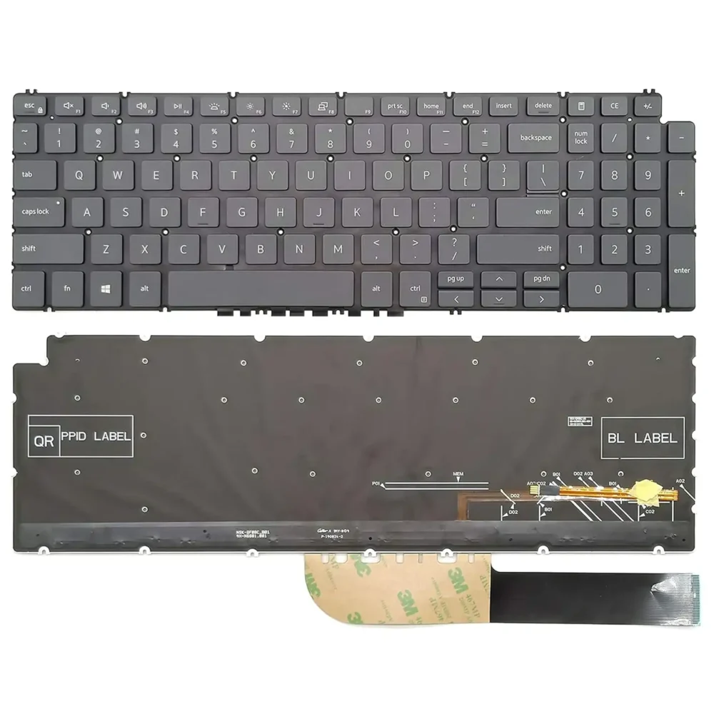Keyboard Dell Inspiron 5593 US Grey Without Frame & With Backlit - Image 3