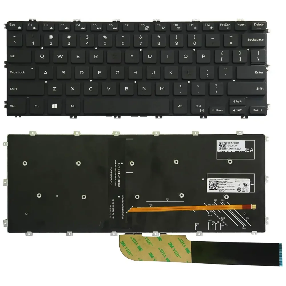 Keyboard Dell Inspiron 5480 US Black Without Frame & With Backlit - Image 3