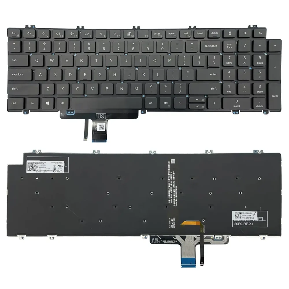 Keyboard Dell Latitude 5520 US Black Without Frame & With Backlit - Image 3