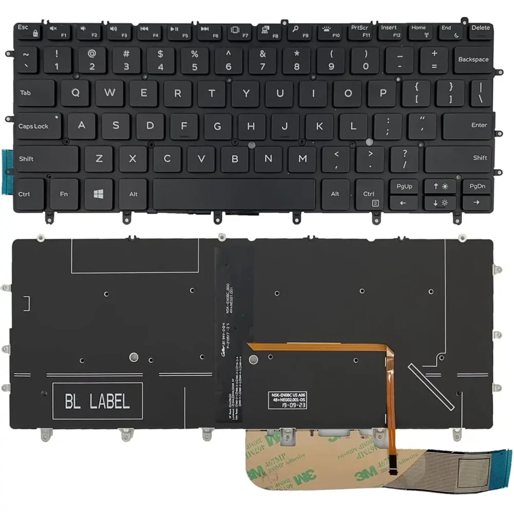 Keyboard Dell XPS 13 9370 US Black Without Frame & With Backlit - Image 3