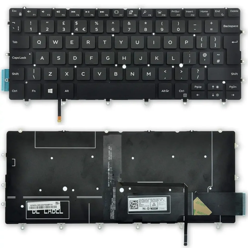 Keyboard Dell XPS 13 9370 UK Black Without Frame & With Backlit - Image 3