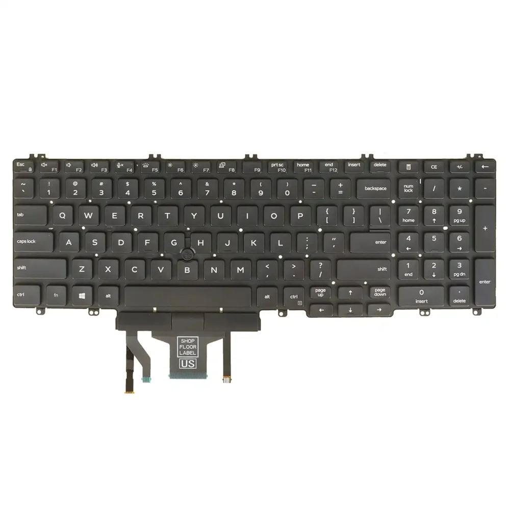 Keyboard Dell Latitude 5510 US Black Without Frame With Pointer & Backlit