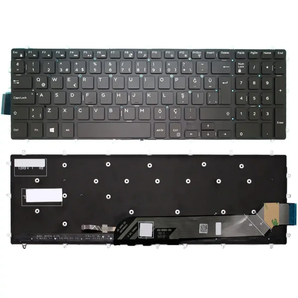 Keyboard Dell Inspiron 5567 UK Black Without Frame With Backlit - Image 3