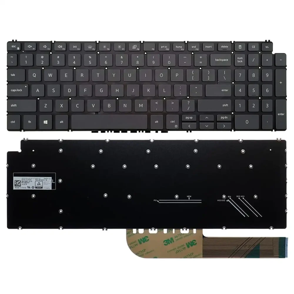 Keyboard Dell Inspiron 5593 US Black Without Frame & Backlit - Image 3