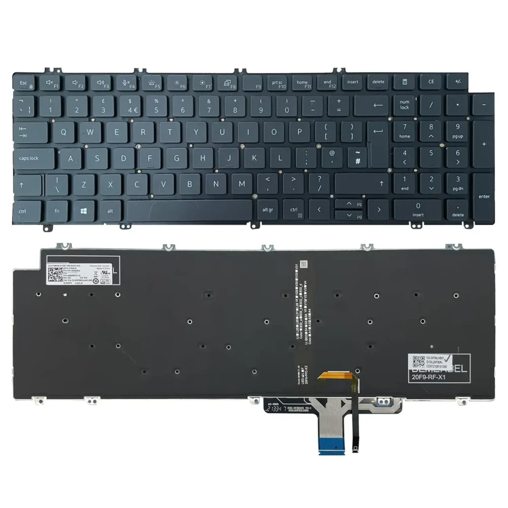 Keyboard Dell Latitude 5520 UK Black Without Frame & With Backlit - Image 3