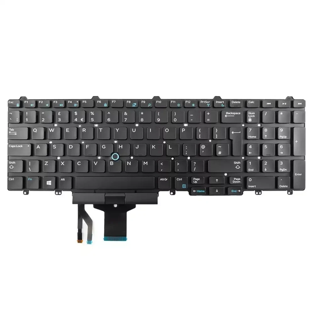 Keyboard Dell Latitude E5570 UK Black Without Frame With Pointer & Backlit
