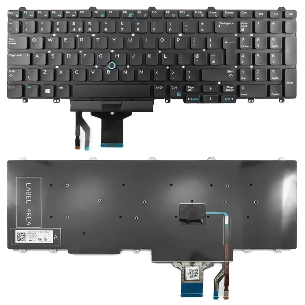Keyboard Dell Latitude E5570 UK Black Without Frame With Pointer & Backlit - Image 3