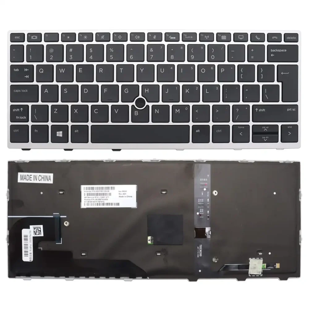 Keyboard HP EliteBook 830 G5 UK Silver Frame With Pointer & Backlit - Image 3