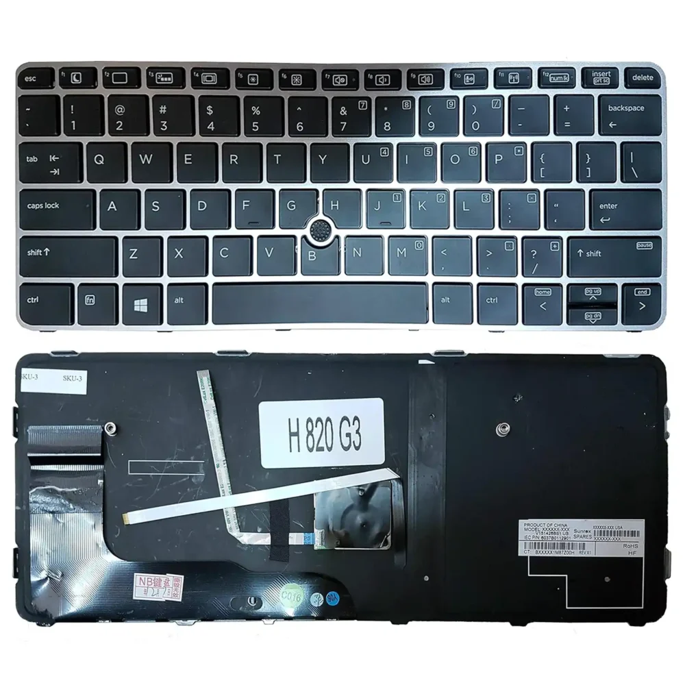 Keyboard HP EliteBook 820 G3 US Gray Frame With Pointer & Backlit - Image 3