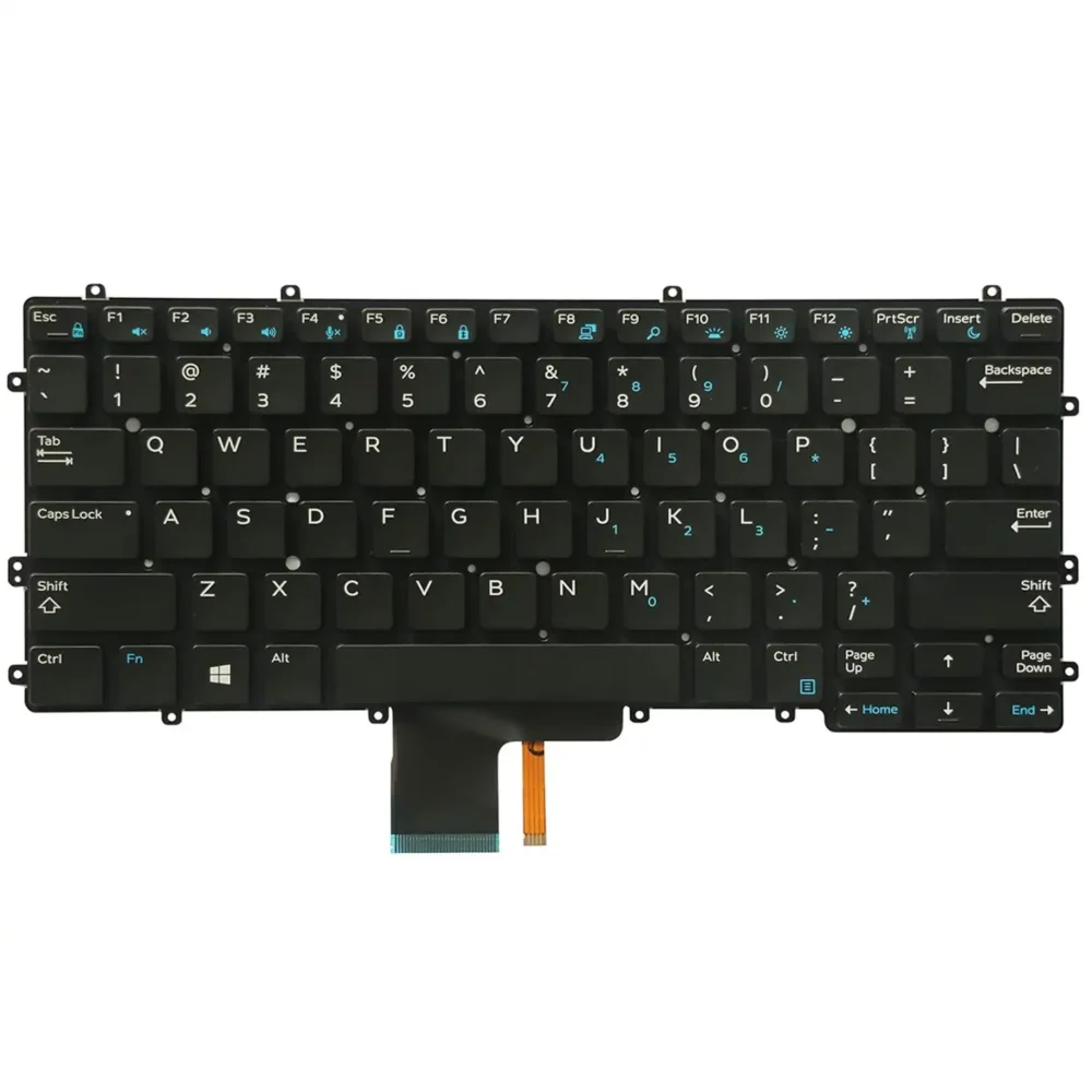 Keyboard Dell Latitude 7370 US Black Without Frame & With Backlit