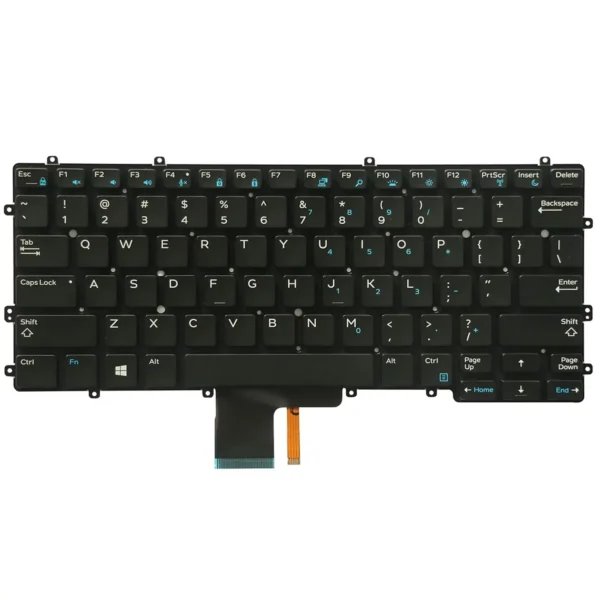 Keyboard Dell Latitude 7370 US Black Without Frame & With Backlit