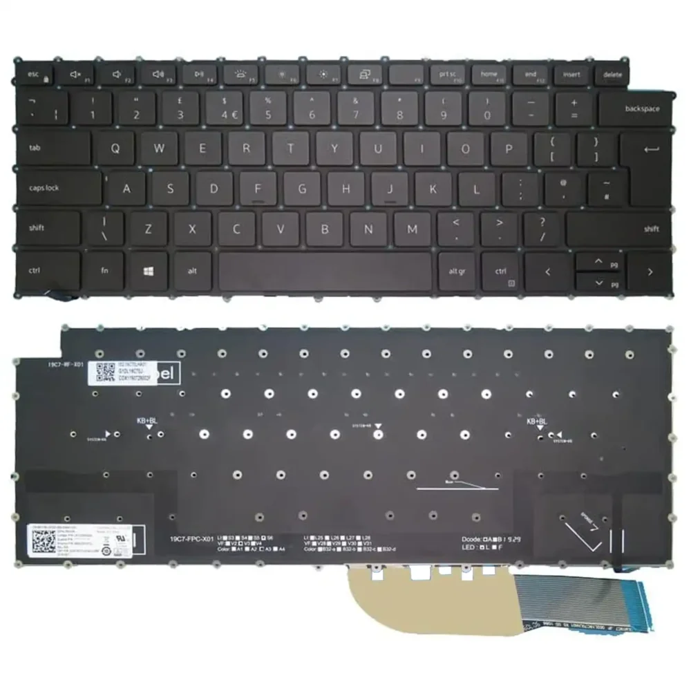 Keyboard Dell XPS 15 9500 UK Black Without Frame & With Backlit - Image 3