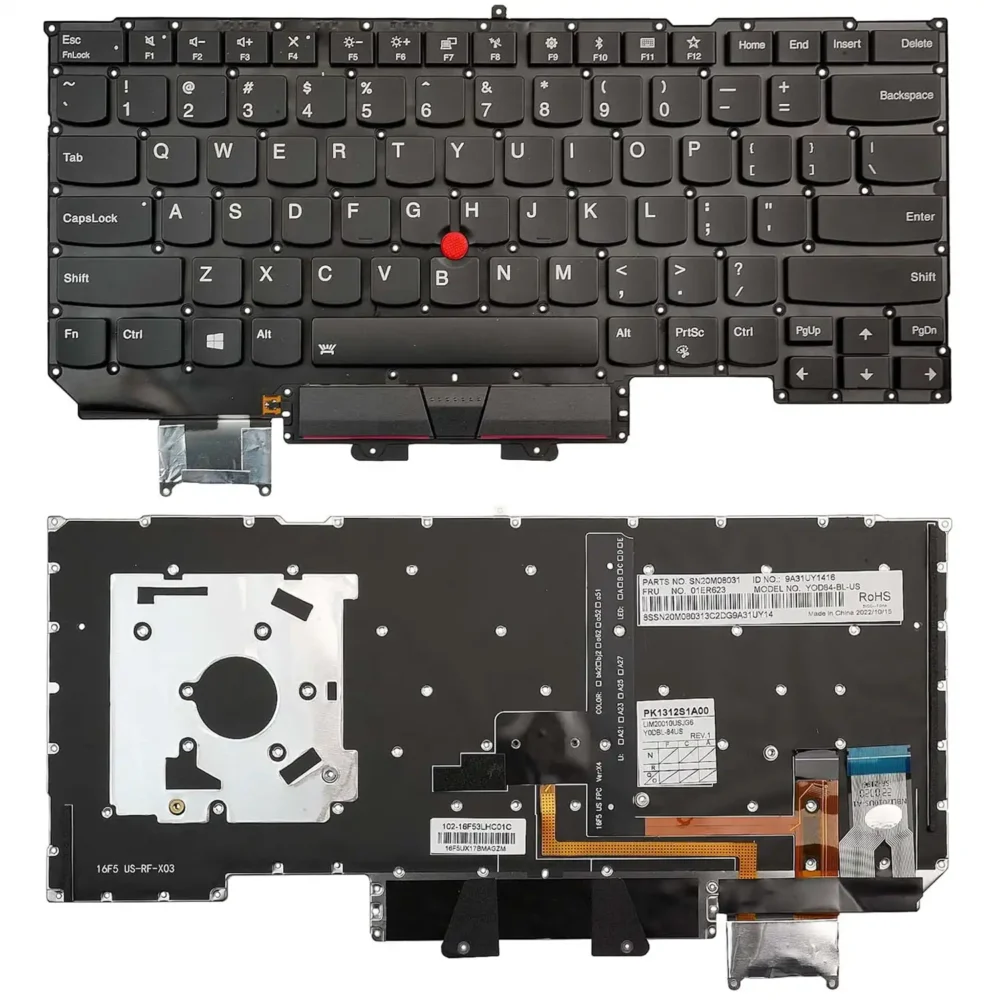 Keyboard Lenovo ThinkPad X1 Carbon 5th Gen US Black Without Frame With Pointer & Backlit - Image 3