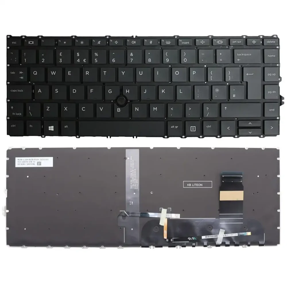 Keyboard HP EliteBook 840 G7 UK Black Without Frame With Pointer & Backlit - Image 3