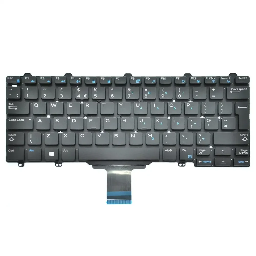 Keyboard Dell Latitude E7250 UK Black Without Frame & With Backlit